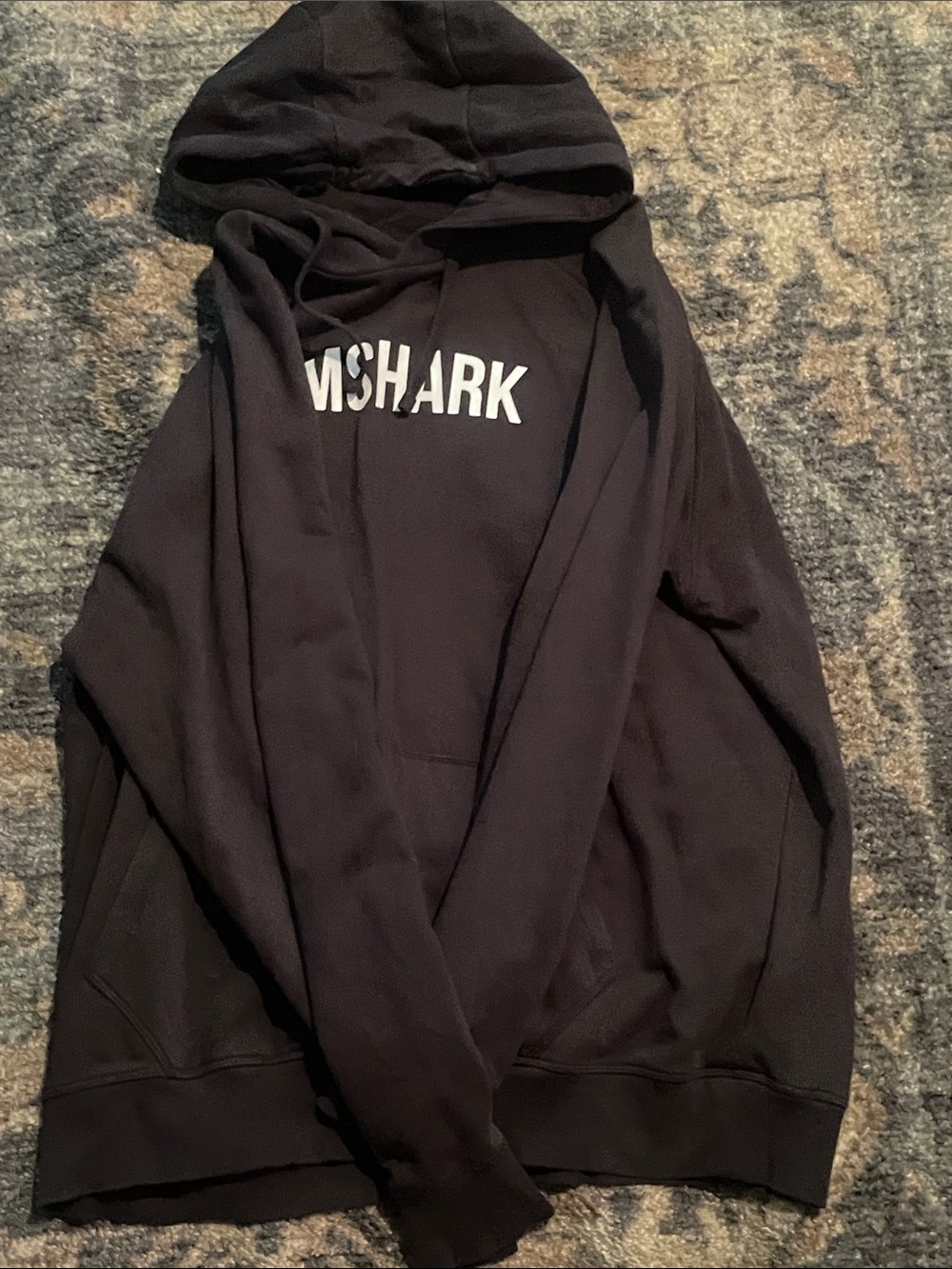 Gymshark Black Hooded Pullover with White Logo